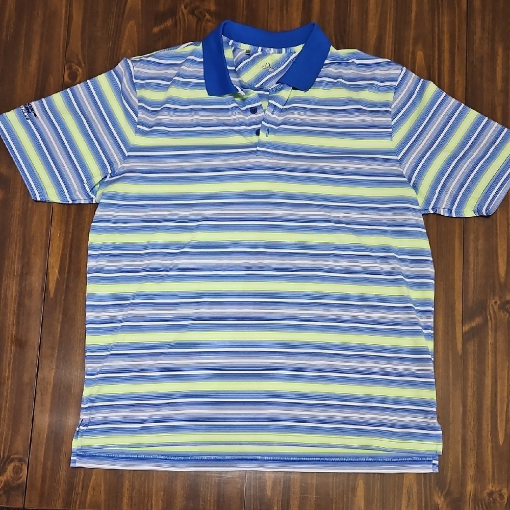 Under Armour Blue and Green Striped Polo Shirt
